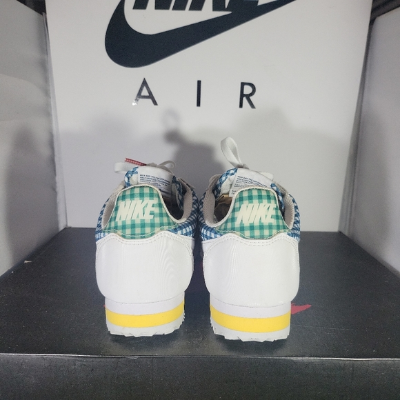 Size 8.5- Nike Classic Cortez QS Womens White Blue Plaid BV4890-101 Sneakers. FI - Picture 4 of 12